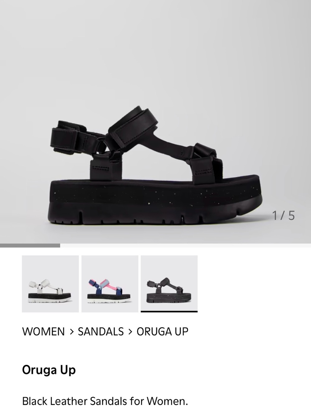 Camper Black Oruga Up sandals
